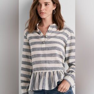 Lucky Brand Striped Long Sleeve Blouse